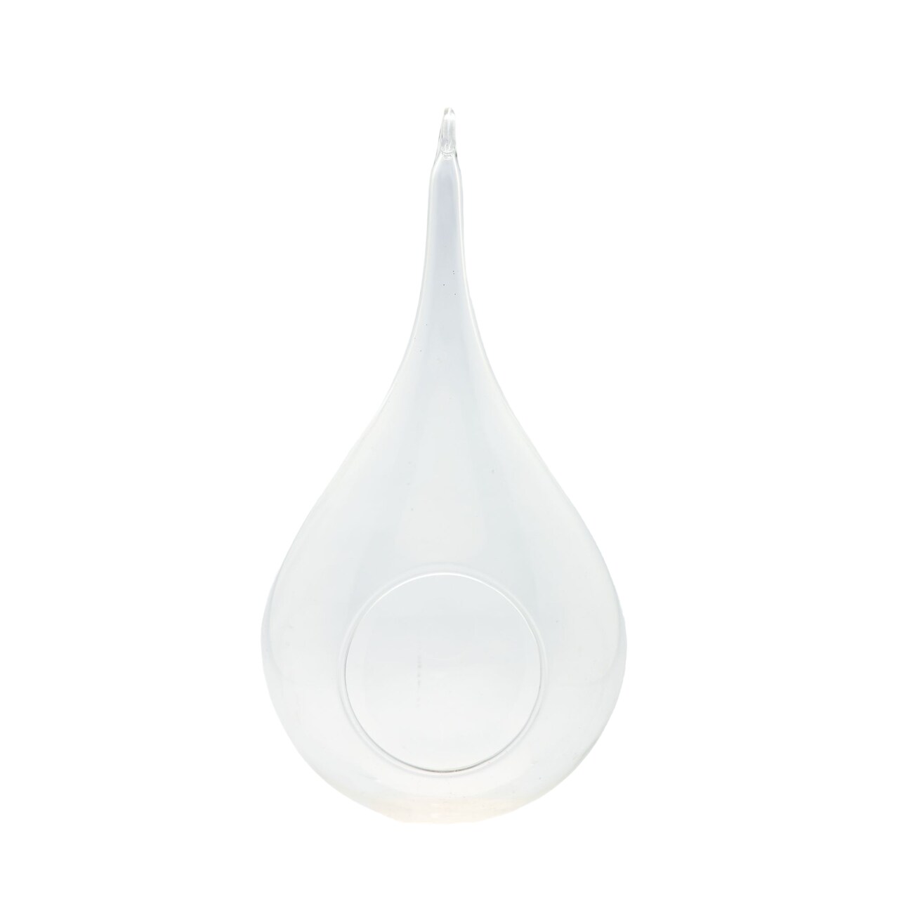 CC Home Furnishings 9" Clear Solid Hand Blown Hanging Glass Candle Holder